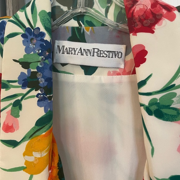 Mary Ann Restivo Women’s Vintage Floral Silk  One Button Blazer-90’s-Sz 4-EUC - Picture 6 of 14